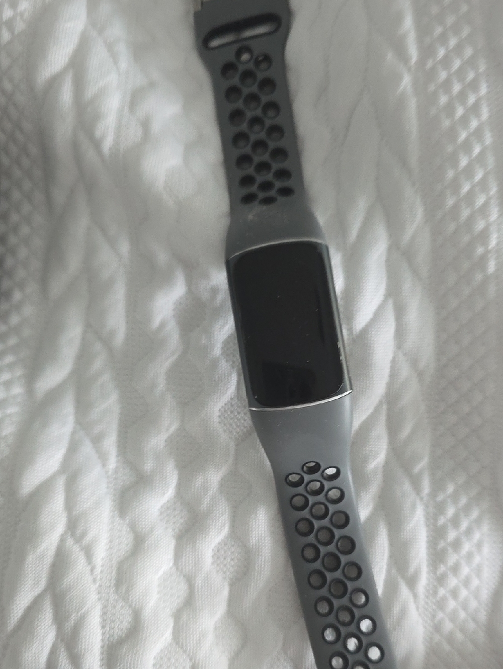Fitbit Charge 5 with Gray Perforated Sports Band
